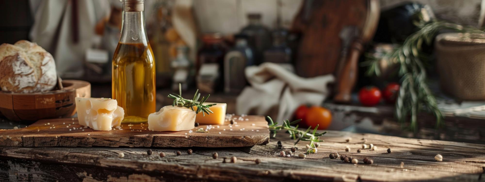 Banco di lavoro con ingredienti locali e utensili